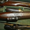 A pair of Flintlock Rifle Barrelled Travelling Pistols in original box. Very rare to find an item like this in such excellent condition. Dated 1840. Maker Trulock of Dublin. Includes research from internet regarding previous owners. When barrel is removed the name of the original owner is inscribed.