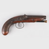 A Percussion Pistol By Trulock & Son, converted from flintlock, lacking hammer, with a 11cm sighted barrel, foliate engraved lock and trigger-guard, walnut stock, chequered at the hand, complete with ramrod, 22cm overall.